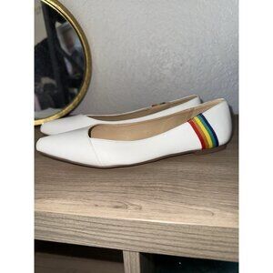 Chelsea Crew- White With Rainbows- Size 40 Pammy Rainbow Ballet Flats Leather